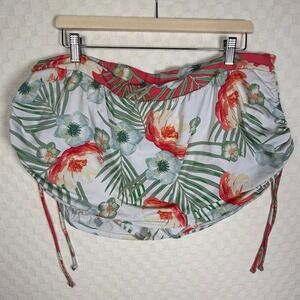 Cacique Swim Skirt Cover Up Floral Drawstring White Red Green Size 20